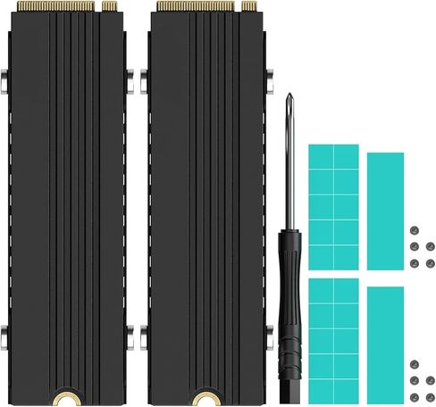 2-Pack M.2 Cooler for/PC, Slim 7mm High, Low Profile Aluminum Convection, Passive Heatsink with Fins in Saudi Arabia
