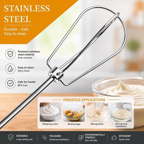 2-Pack Stainless Steel Whisks for KitchenAid Hand Mixers in Kuwait