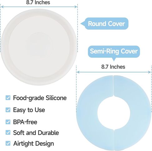 LUVCOSY 3 Pack Bowl Covers for KitchenAid Tilt-Head Stand Mixer 4.5-5 Quart Stainless Steel Bowls | KitchenAid Accessory and Attachments | Foldable and Durable Lid | Dishwasher Safe (Lid Only) in Kuwait