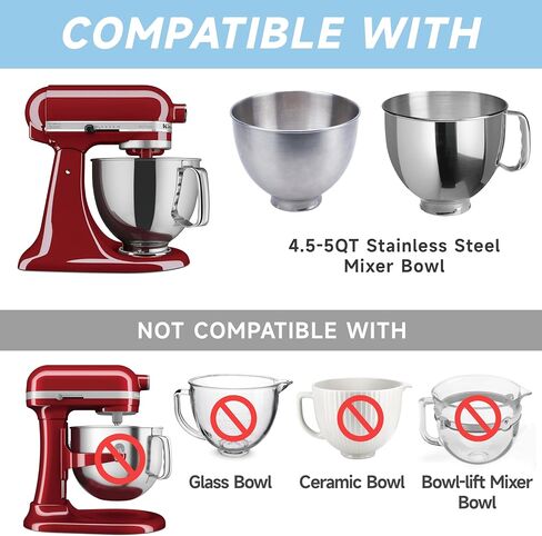 LUVCOSY 3 Pack Bowl Covers for KitchenAid Tilt-Head Stand Mixer 4.5-5 Quart Stainless Steel Bowls | KitchenAid Accessory and Attachments | Foldable and Durable Lid | Dishwasher Safe (Lid Only) in Kuwait