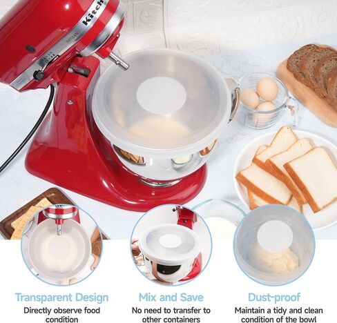 LUVCOSY 3 Pack Bowl Covers for KitchenAid Tilt-Head Stand Mixer 4.5-5 Quart Stainless Steel Bowls | KitchenAid Accessory and Attachments | Foldable and Durable Lid | Dishwasher Safe (Lid Only) in Kuwait