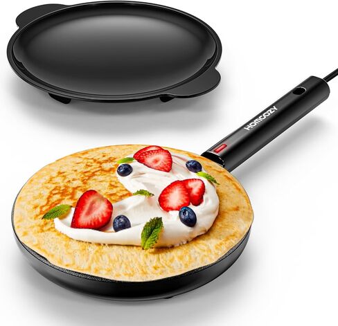 Electric Crepe Maker Machine, Homcozy Instant Crepe Maker with Handle, 8 Inch Non-Stick Coating Crepe Pan, Auto Temperature Control for Crepes, Pancakes, Bacon, Tortilla in Kuwait