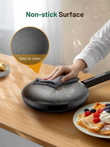 Electric Crepe Maker Machine, Homcozy Instant Crepe Maker with Handle, 8 Inch Non-Stick Coating Crepe Pan, Auto Temperature Control for Crepes, Pancakes, Bacon, Tortilla in Kuwait