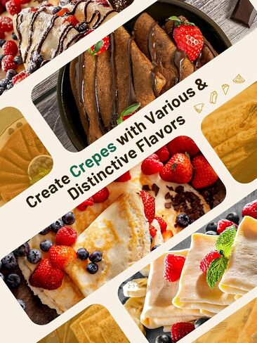 Electric Crepe Maker Machine, Homcozy Instant Crepe Maker with Handle, 8 Inch Non-Stick Coating Crepe Pan, Auto Temperature Control for Crepes, Pancakes, Bacon, Tortilla in Kuwait