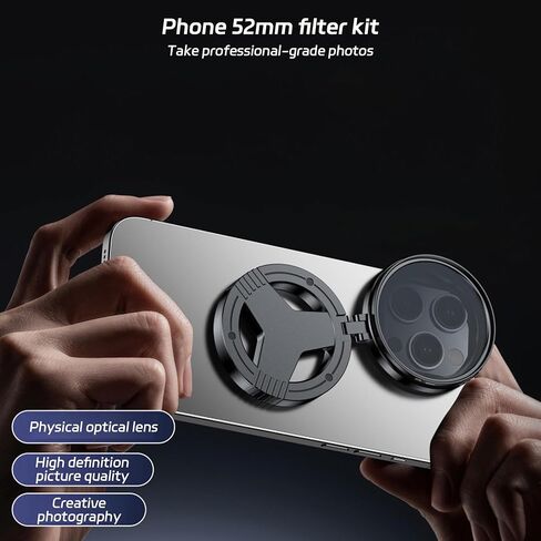 Magnetic CPL Phone Camera Filter Kit, Quick Mount Polarizing Filter, Anti Glare & Color Enhancing Lens Filter for iPhone Mobile Photography, Portable Outdoor Shooting Filter in Kuwait