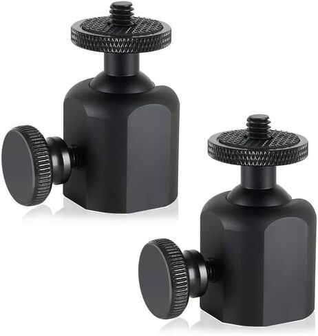 Mini Ball Heads Universal Tripod Ball Head Camera Screw Mount, 360 Degrees Rotatable Tilt with 1/4 inch Screew for Cameras Monopods Camcorder LED Light Stand, Loads to 10lbs, Black (2) in Kuwait