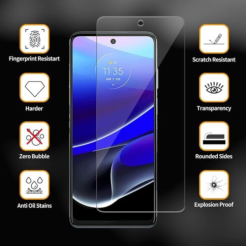 3 Pack for Motorola Moto G Stylus 5G (2022) Tempered Glass Screen Protector, Scratch-Proof, Bubble-Free,HD Transparent, 9H Hardness,Bubble Free,Case Friendly in Kuwait