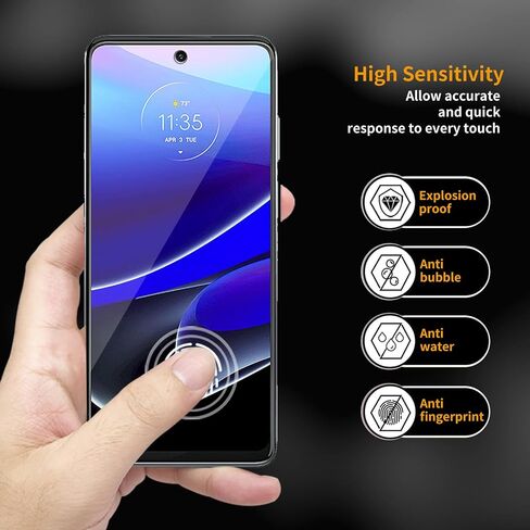 3 Pack for Motorola Moto G Stylus 5G (2022) Tempered Glass Screen Protector, Scratch-Proof, Bubble-Free,HD Transparent, 9H Hardness,Bubble Free,Case Friendly in Kuwait