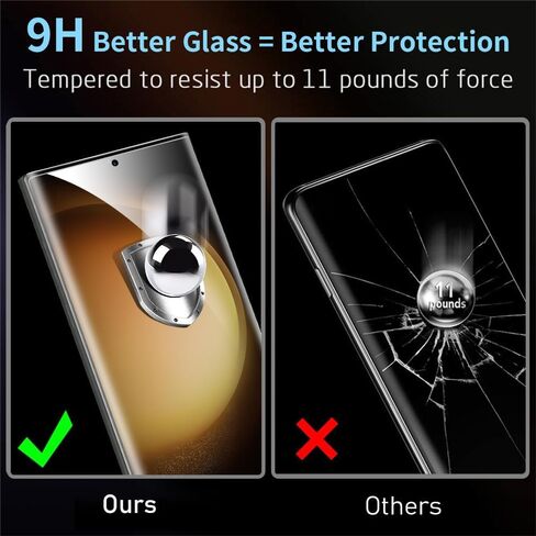 3 Pack Tempered Glass Screen Protector for Samsung Galaxy S23 Ultra 5G, HD Clear, 3D Curved, Scratch Resistant, Bubble-Free, Supports Fingerprint Unlock in Kuwait