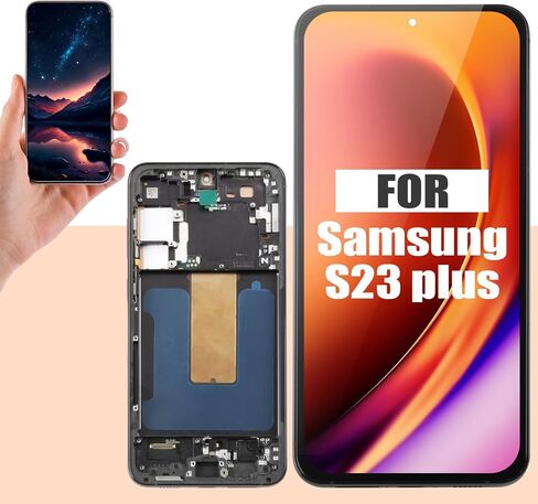 For Samsung Galaxy S23 Plus 5G Screen Replacement with Black Frame - OLED Display Assembly & Full Repair Tool Kit - Easy DIY Installation for SM-S916B - Fix Cracked/Broken Glass in Kuwait