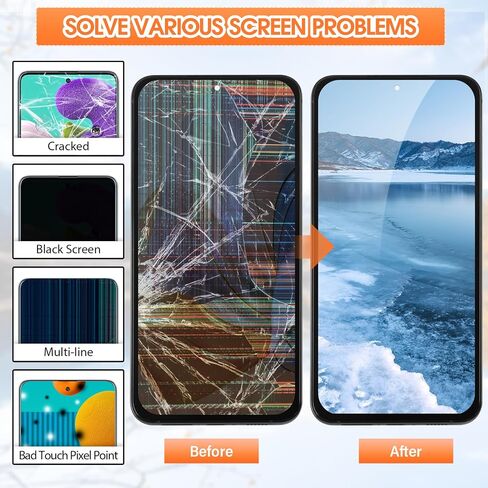 For Samsung Galaxy S23 Plus 5G Screen Replacement with Black Frame - OLED Display Assembly & Full Repair Tool Kit - Easy DIY Installation for SM-S916B - Fix Cracked/Broken Glass in Kuwait