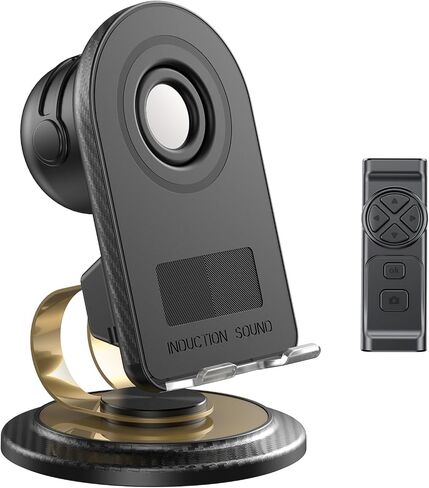 Phone Stand with Speaker with Bluetooth 5.3,Phone Stand with Remote Control & Adjustable Height/Angle,Non-Slip Silicone Base,Portable for Home/Office/Outdoor,Gifts for Men Women Teens Parents in Kuwait
