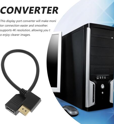 Male to Female Extension Cable Right Angle Connector for Gaming Monitor Easy Installation Construction Compatible Pc and More in Kuwait