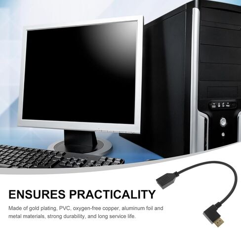 Male to Female Extension Cable Right Angle Connector for Gaming Monitor Easy Installation Construction Compatible Pc and More in Kuwait