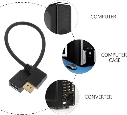 Male to Female Extension Cable Right Angle Connector for Gaming Monitor Easy Installation Construction Compatible Pc and More in Kuwait