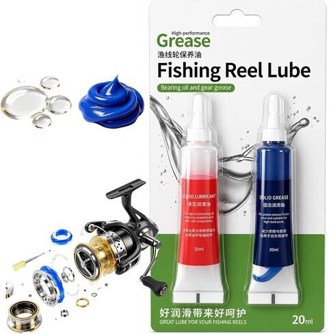 XIRUJNFD Fishing Reel Oil and Grease Kit, Bearing Lubricant and Gear Grease for Fishing Reels, Anti-Rust Reel Maintenance for Spinning, Baitcaster and Conventional Reels in Saudi Arabia