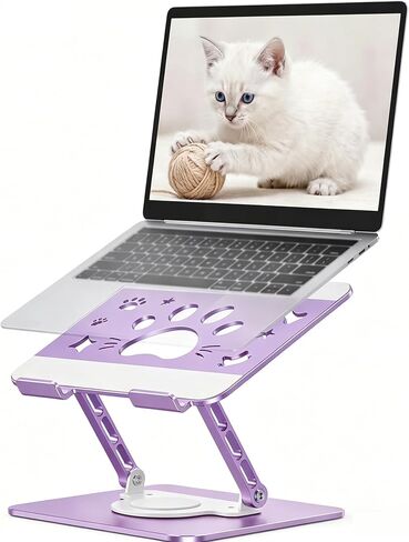 Adjustable Cat Paw Laptop Stand for Desk, 360° Rotating Foldable Carbon Steel Laptop Holder, Ergonomic Cooling Laptop Riser Fits 17.3 Inch MacBook Pro/Air Dell HP Lenovo (Pink) in Kuwait