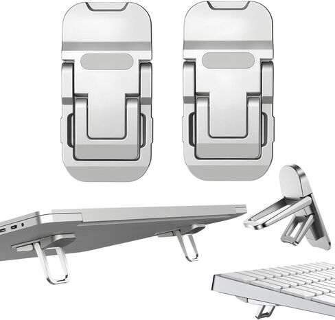 2 Pcs Zinc Alloy Foldable Laptop Stand, Portable Computer Mini Keyboard Riser with 2 Adjustable Angles, Self-Adhesive Invisible Notebook Stand and Keyboard Lift for Desk in Saudi Arabia