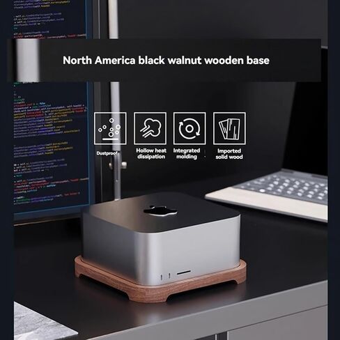 Walnut Stand for Mac Studio M2 / M2 Max / M2 Ultra, Desktop Cooling Bracket with Dust Filter, Heat Dissipation Riser Compatible with Mac Studio Laptop in Saudi Arabia
