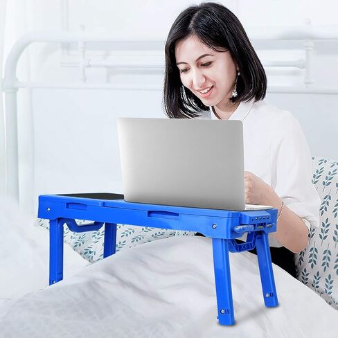 Moclever Laptop Table for Bed-Multi-Functional Laptop Bed Table Tray with Internal Cooling Fan & 2 Independent Laptop Stands-Foldable & 3 Different Height Laptop Desk-LED Lamp-4 Port USB in Kuwait
