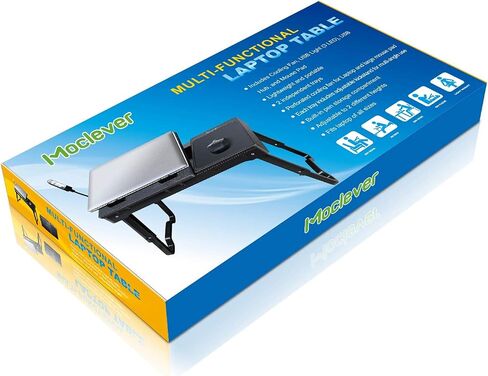 Moclever Laptop Table for Bed-Multi-Functional Laptop Bed Table Tray with Internal Cooling Fan & 2 Independent Laptop Stands-Foldable & 3 Different Height Laptop Desk-LED Lamp-4 Port USB in Kuwait