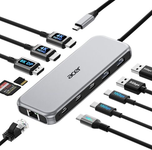 Acer Laptop Docking Station 3 Monitors, 11-in-1 USB C Docking Station in Kuwait