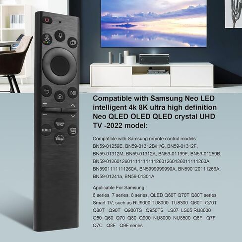 BN59-01385A Solar Voice Remote Replacement for Samsung Frame TV Remote with Bluetooth Rechargeable Solar Cell, Compatible with Samsung TVs 2021-2023 Frame Serif Crystal UHD Neo QLED OLED TVs in Kuwait
