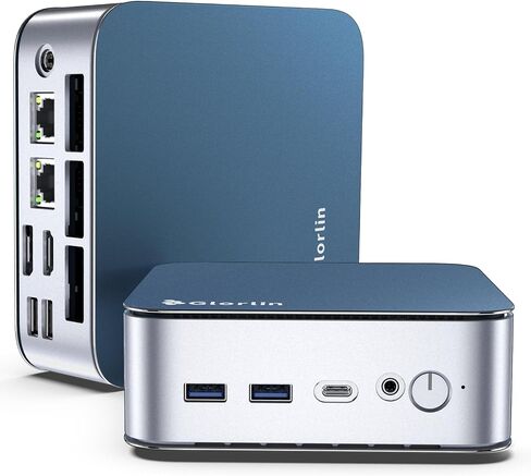 Glorlin Mini PC, AMD Ryzen 5 3501U CPU (Beats N95, Up to 3.7 GHz, 4C/8T) Small Desktop Computer 16GB DDR4 RAM 512GB NVMe SSD WiFi 6 Bluetooth 5.3 Dual HDMI DP Support Three 4K Display for Home Office in Saudi Arabia