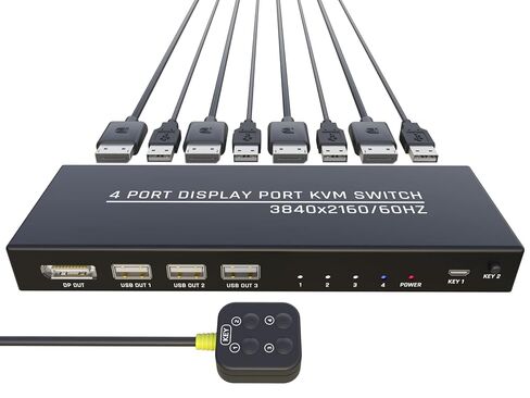 4 Port DisplayPort KVM Switch 4K@60Hz with Desktop Remote in Kuwait