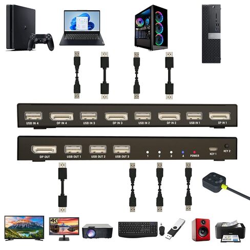 4 Port DisplayPort KVM Switch 4K@60Hz with Desktop Remote in Kuwait