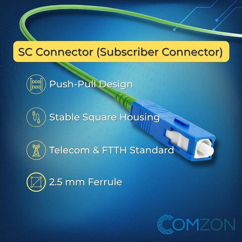 COMZON 12 Strand Fiber Pigtail, OM2 50/125 Multimode, SC/PC, 3m, Black Boot in Kuwait