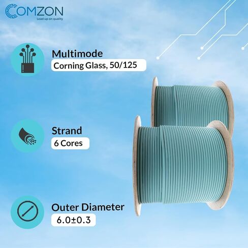 COMZON 6 Strand Armored Fiber Cable, OM3 Multimode, Aqua, 500ft Spool in Kuwait