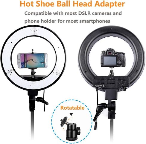 Ring Light, 14'' Dimmable Continuous Circle Lighting Kit Photography Photo Studio Light,YouTube Starter Kit for Makeup, Camera Smartphone and TIK Tok Video Shooting in Kuwait