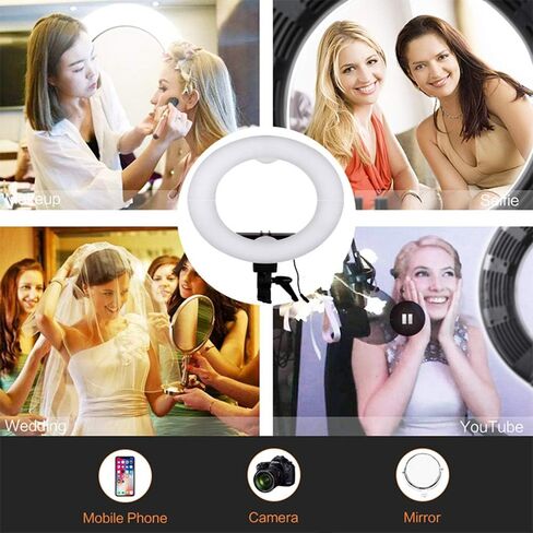 Ring Light, 14'' Dimmable Continuous Circle Lighting Kit Photography Photo Studio Light,YouTube Starter Kit for Makeup, Camera Smartphone and TIK Tok Video Shooting in Kuwait
