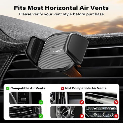 A2C Car Phone Holder for Air Vent, [One-Piece] Car Phone Mount with 360°Rotation, Strong Grip Vent Clip, One-Hand Operation, Fits Horizontal Air Vents, Cell Phone Holder for 4.7-7 Inch Smartphones in Kuwait