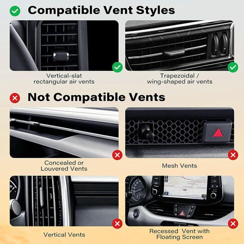 A2C Car Phone Holder for Air Vent, [One-Piece] Car Phone Mount with 360°Rotation, Strong Grip Vent Clip, One-Hand Operation, Fits Horizontal Air Vents, Cell Phone Holder for 4.7-7 Inch Smartphones in Kuwait