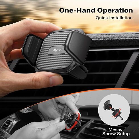 A2C Car Phone Holder for Air Vent, [One-Piece] Car Phone Mount with 360°Rotation, Strong Grip Vent Clip, One-Hand Operation, Fits Horizontal Air Vents, Cell Phone Holder for 4.7-7 Inch Smartphones in Kuwait