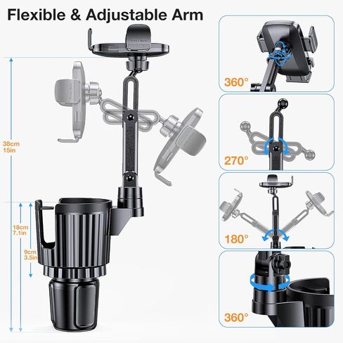 Coolpow Car Phone Holder Mount, 2 in 1 Universal Cup Car Phone Holder in Saudi Arabia