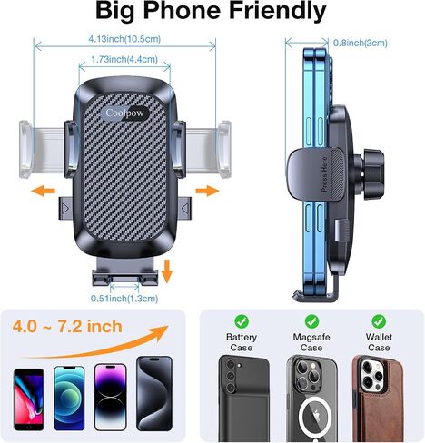 Coolpow Car Phone Holder Mount, 2 in 1 Universal Cup Car Phone Holder in Saudi Arabia