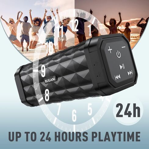 BUGANI Bluetooth Speaker M99 Speaker Bluetooth, Higher Noise, Stereo Sound, 24H Playtime, 100ft Wireless Range, IPX5 Waterproof, Built-in Microphone, Wireless for Home, Outdoor and Travel in Saudi Arabia