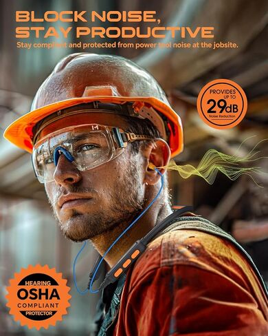 MIPEACE Neckband Bluetooth Work Headphones, 29dB Work Earbuds Bluetooth OSHA Approved-Ear Protection Headphones Noise Reduction for Construction Safety Industry, 20+Hour Battery, 4 EQ Modes in Kuwait
