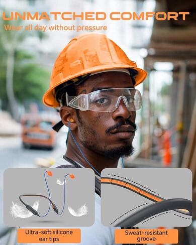 MIPEACE Neckband Bluetooth Work Headphones, 29dB Work Earbuds Bluetooth OSHA Approved-Ear Protection Headphones Noise Reduction for Construction Safety Industry, 20+Hour Battery, 4 EQ Modes in Kuwait