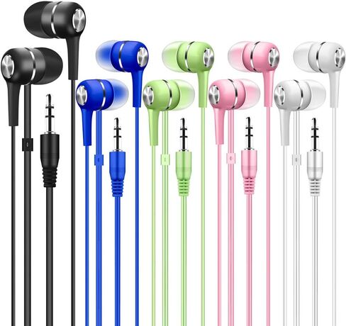 Bulk Earbuds Headphones 10 Pack Multi Colored for School Classroom Students Kids Child Teen-Multicolor in Kuwait