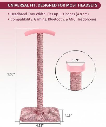 Pink Headphone Stand for Desk, Cute Rhinestone Bling Headset Holder in Kuwait