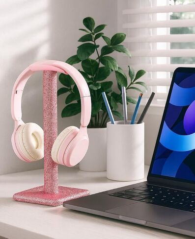 Pink Headphone Stand for Desk, Cute Rhinestone Bling Headset Holder in Kuwait