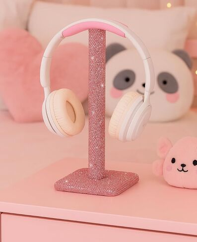 Pink Headphone Stand for Desk, Cute Rhinestone Bling Headset Holder in Kuwait