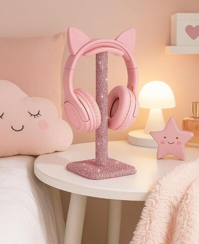 Pink Headphone Stand for Desk, Cute Rhinestone Bling Headset Holder in Kuwait