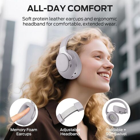 Oraolo Persona 5th ANC-Wireless Bluetooth Over-Ear Headphones with Microphone, 70H Playtime, Bluetooth 6.0, Comfortable and Foldable Design,Wireless Headsets for Home,Gifts(Purple) in Kuwait