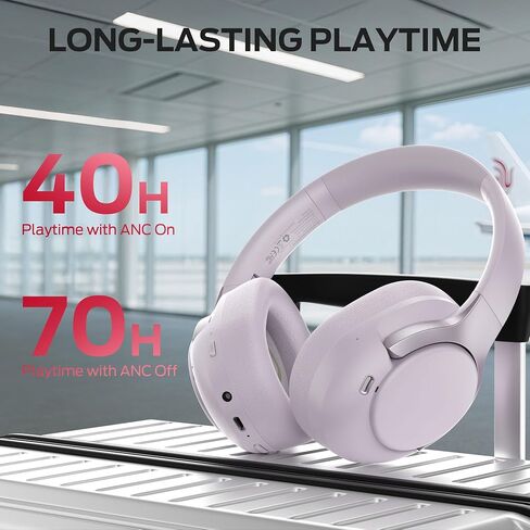 Oraolo Persona 5th ANC-Wireless Bluetooth Over-Ear Headphones with Microphone, 70H Playtime, Bluetooth 6.0, Comfortable and Foldable Design,Wireless Headsets for Home,Gifts(Purple) in Kuwait