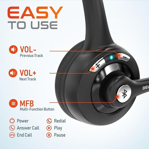 Delton 10X Bluetooth Computer Headset, On-Ear Single Ear Wireless Headset in Saudi Arabia